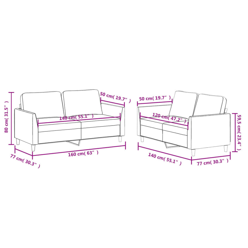 2 Piece Sofa Set with Cushions Cappuccino Faux Leather Payday Deals