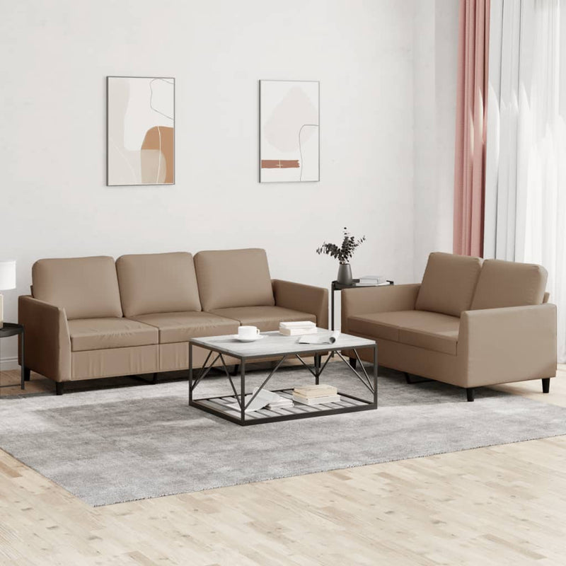 2 Piece Sofa Set with Cushions Cappuccino Faux Leather Payday Deals