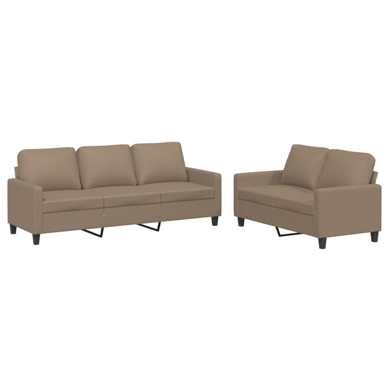 2 Piece Sofa Set with Cushions Cappuccino Faux Leather Payday Deals