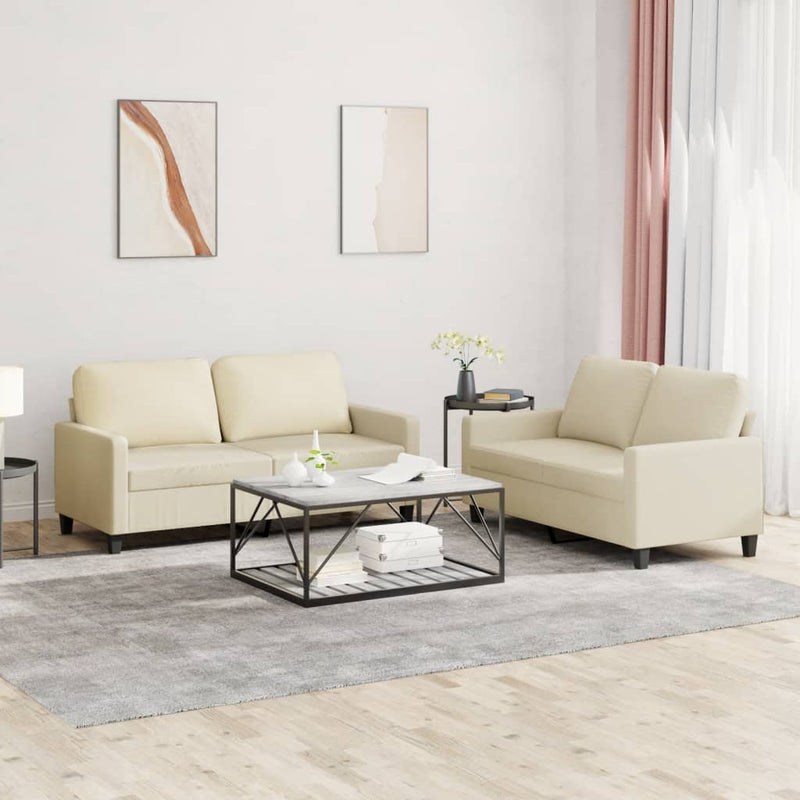 2 Piece Sofa Set with Cushions Cream Faux Leather Payday Deals