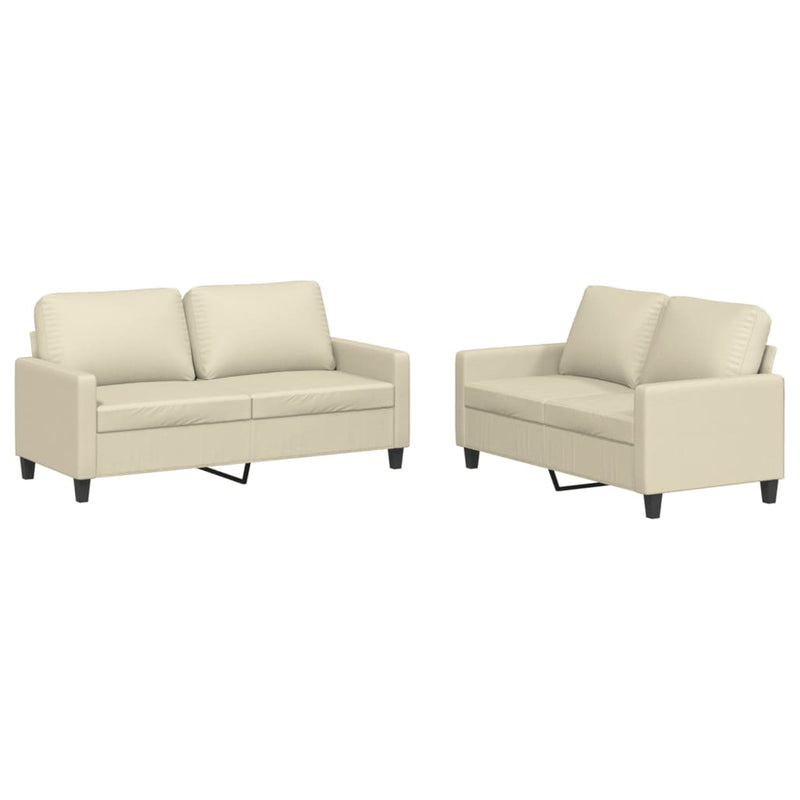 2 Piece Sofa Set with Cushions Cream Faux Leather Payday Deals