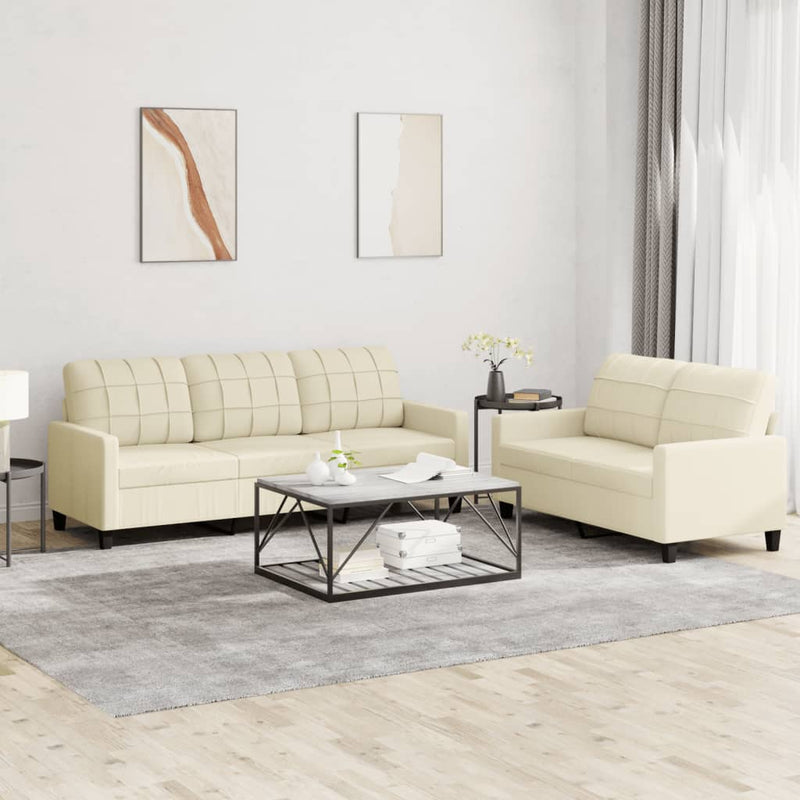 2 Piece Sofa Set with Cushions Cream Faux Leather Payday Deals