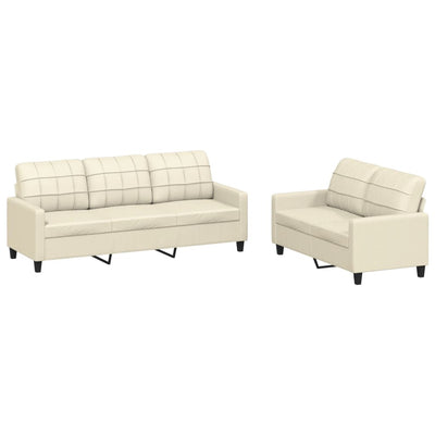 2 Piece Sofa Set with Cushions Cream Faux Leather Payday Deals