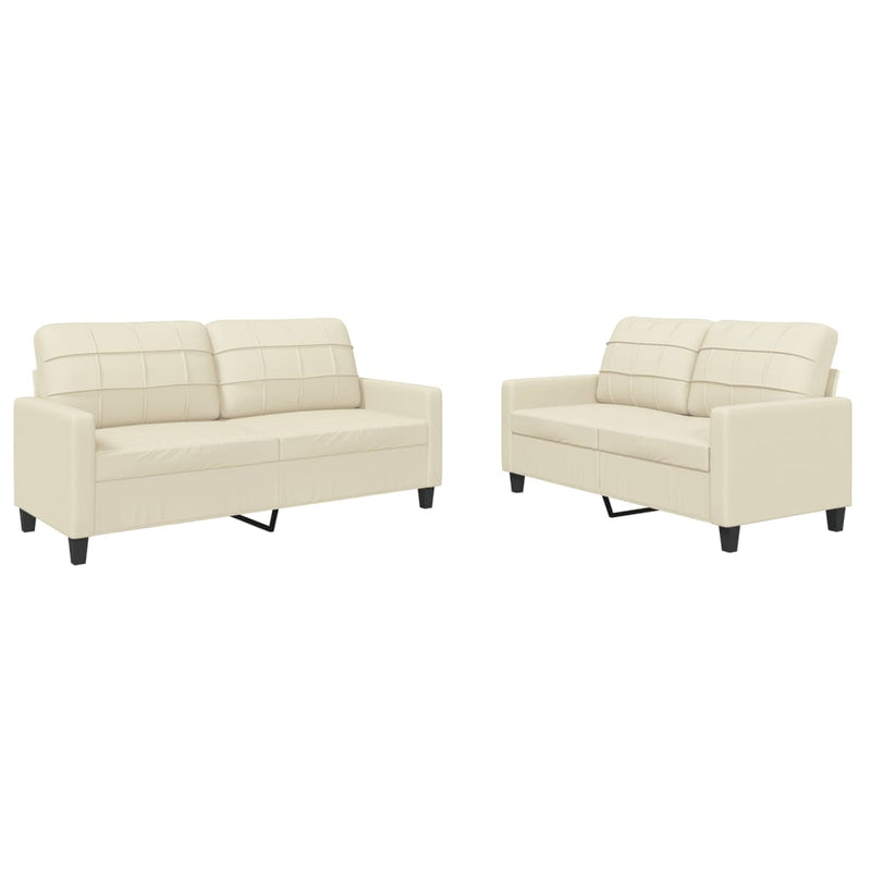 2 Piece Sofa Set with Cushions Cream Faux Leather Payday Deals