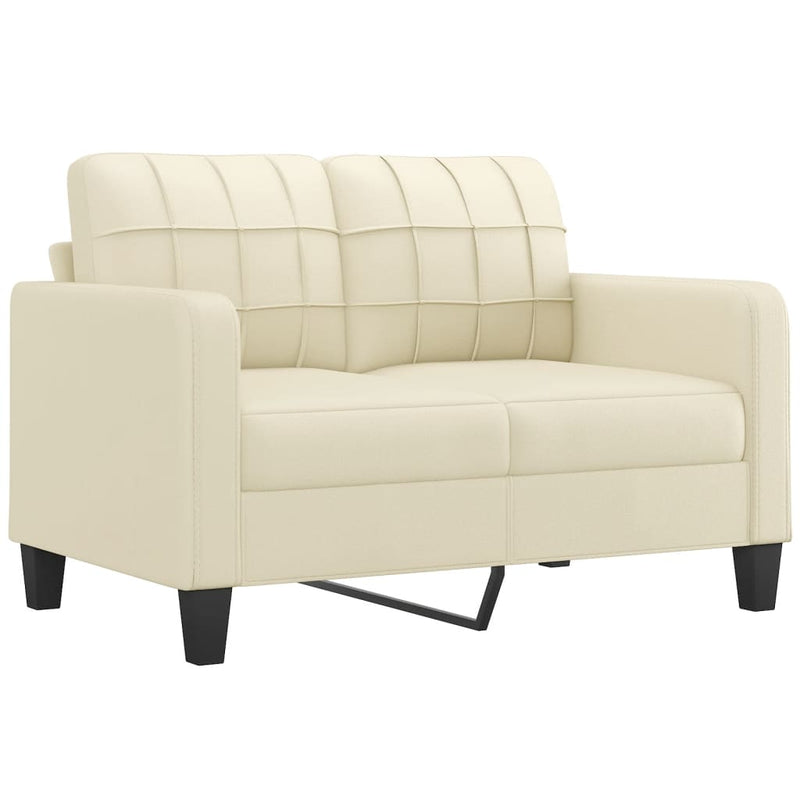 2 Piece Sofa Set with Cushions Cream Faux Leather Payday Deals