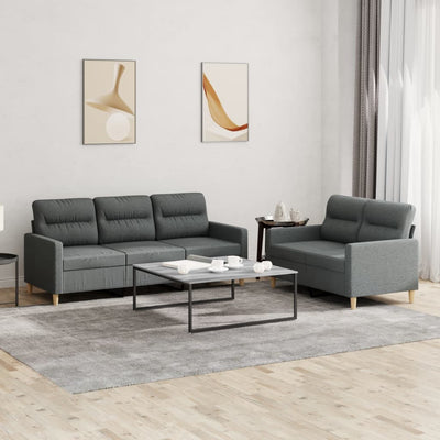 2 Piece Sofa Set with Cushions Dark Grey Fabric Payday Deals