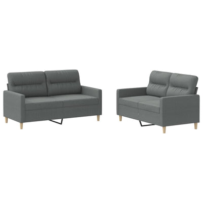 2 Piece Sofa Set with Cushions Dark Grey Fabric Payday Deals