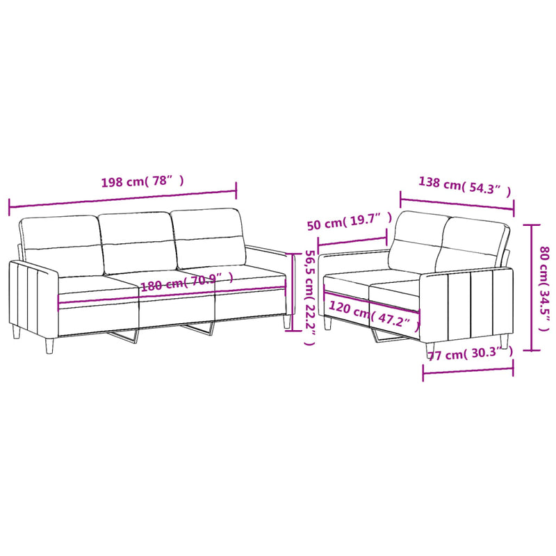 2 Piece Sofa Set with Cushions Dark Grey Fabric Payday Deals
