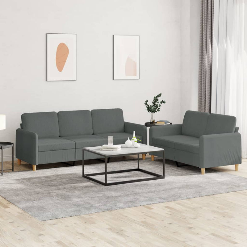 2 Piece Sofa Set with Cushions Dark Grey Fabric Payday Deals