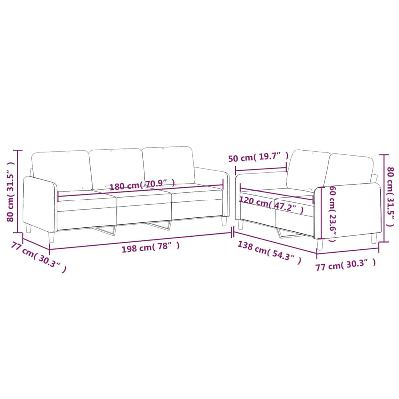 2 Piece Sofa Set with Cushions Dark Grey Fabric Payday Deals