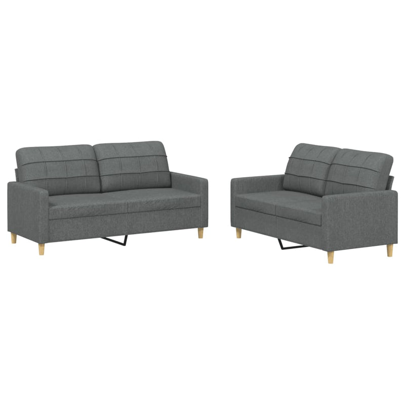 2 Piece Sofa Set with Cushions Dark Grey Fabric Payday Deals