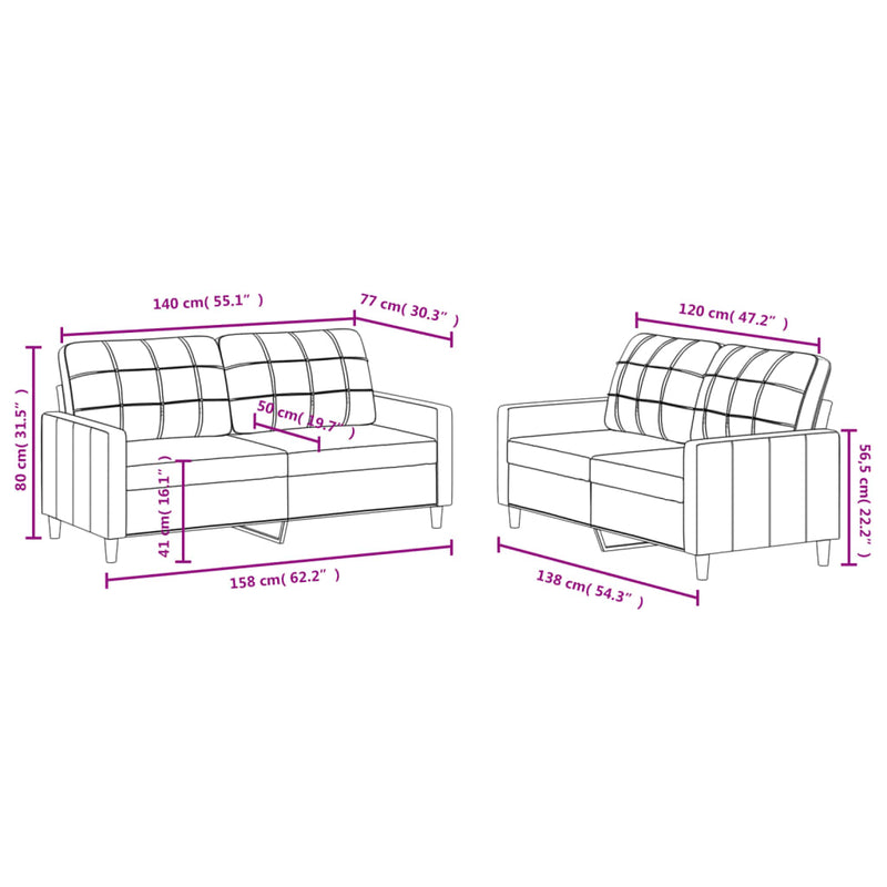 2 Piece Sofa Set with Cushions Dark Grey Fabric Payday Deals