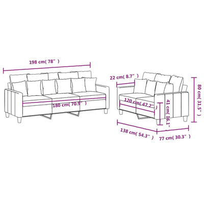 2 Piece Sofa Set with Cushions Dark Grey Fabric Payday Deals