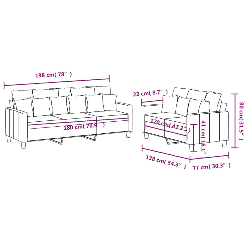 2 Piece Sofa Set with Cushions Dark Grey Fabric Payday Deals