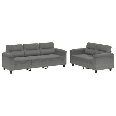 2 Piece Sofa Set with Cushions Dark Grey Microfibre Fabric Payday Deals