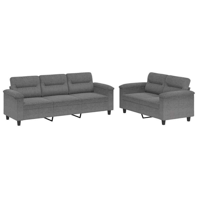 2 Piece Sofa Set with Cushions Dark Grey Microfibre Fabric Payday Deals