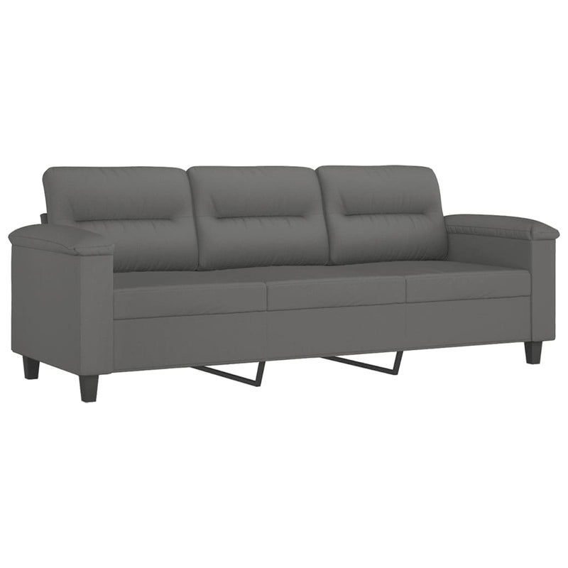 2 Piece Sofa Set with Cushions Dark Grey Microfibre Fabric Payday Deals