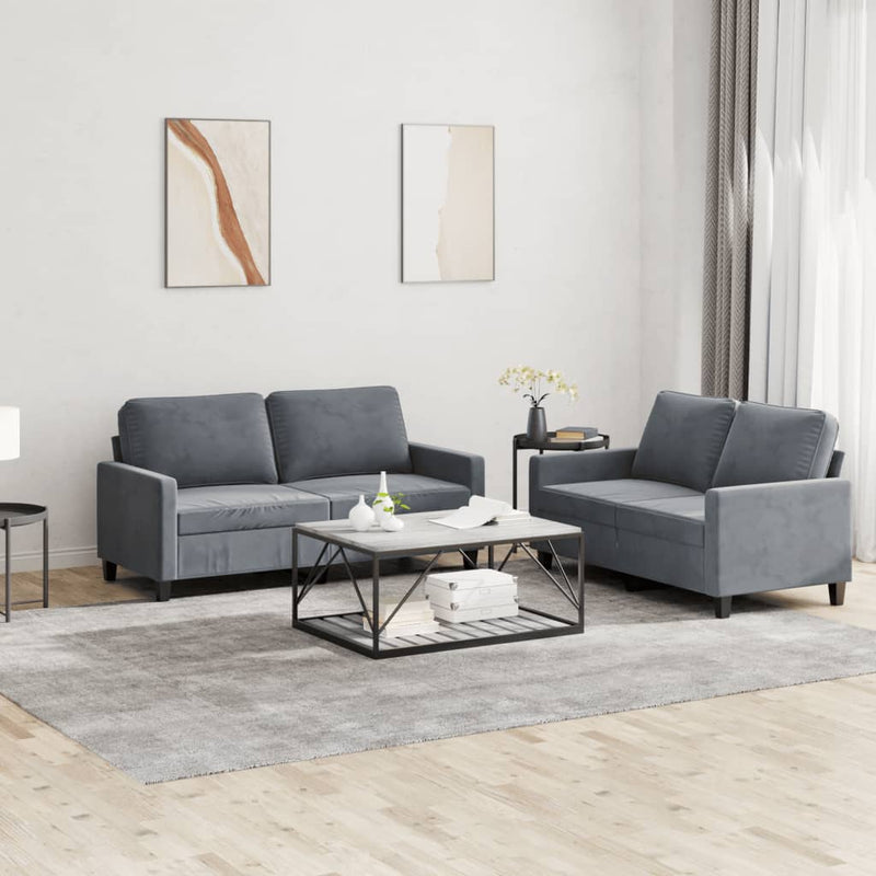 2 Piece Sofa Set with Cushions Dark Grey Velvet Payday Deals