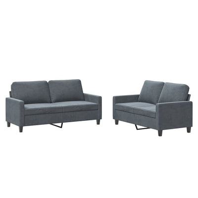 2 Piece Sofa Set with Cushions Dark Grey Velvet Payday Deals