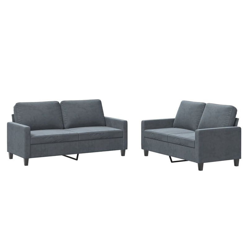2 Piece Sofa Set with Cushions Dark Grey Velvet Payday Deals