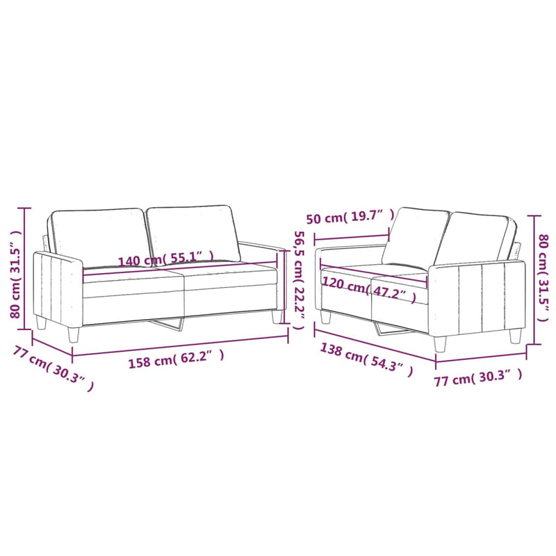2 Piece Sofa Set with Cushions Dark Grey Velvet Payday Deals