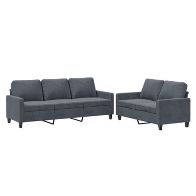 2 Piece Sofa Set with Cushions Dark Grey Velvet Payday Deals