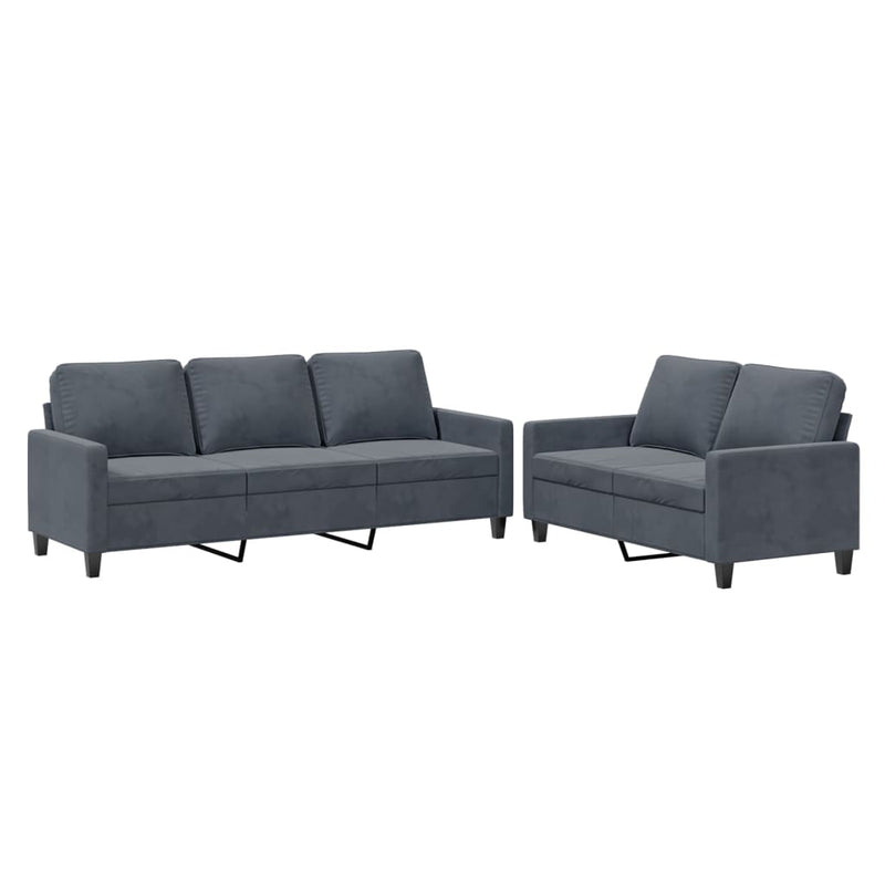 2 Piece Sofa Set with Cushions Dark Grey Velvet Payday Deals