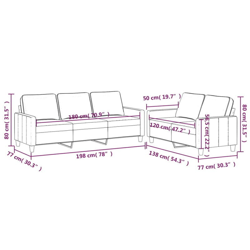 2 Piece Sofa Set with Cushions Dark Grey Velvet Payday Deals