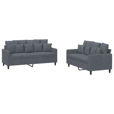 2 Piece Sofa Set with Cushions Dark Grey Velvet Payday Deals