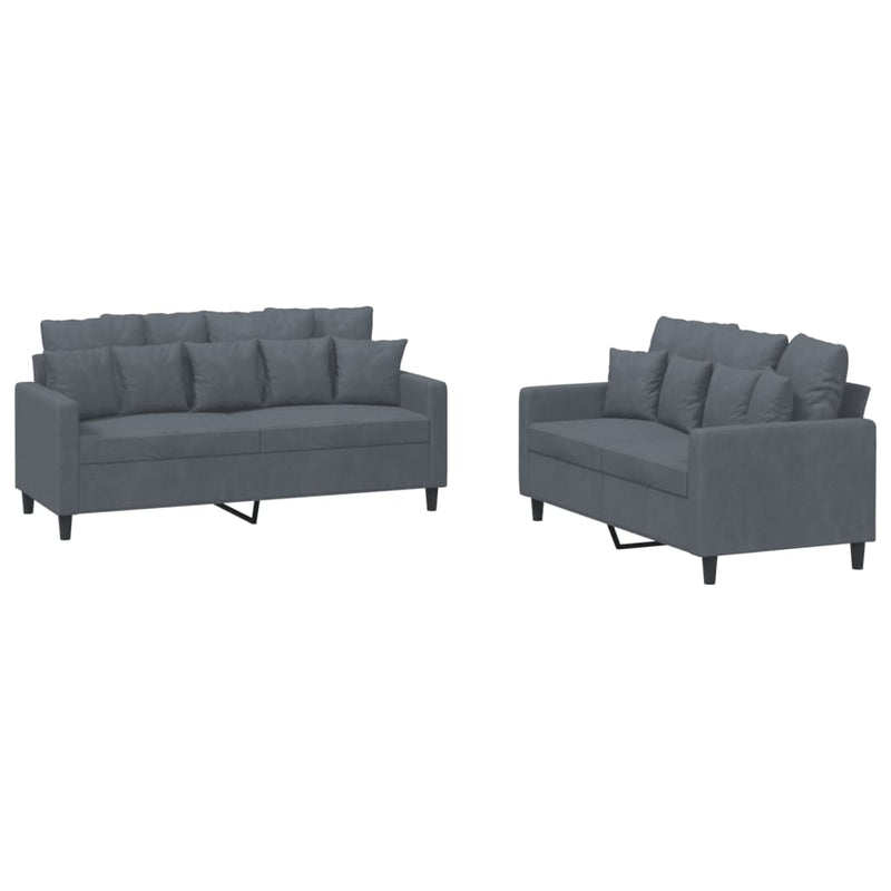 2 Piece Sofa Set with Cushions Dark Grey Velvet Payday Deals