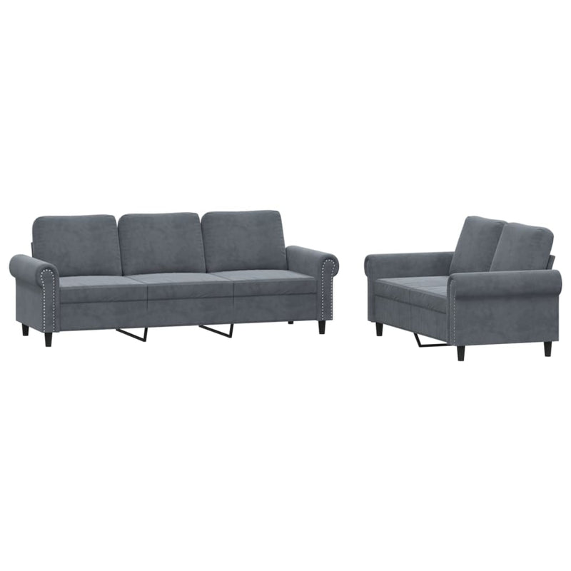 2 Piece Sofa Set with Cushions Dark Grey Velvet Payday Deals