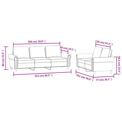 2 Piece Sofa Set with Cushions Dark Grey Velvet Payday Deals
