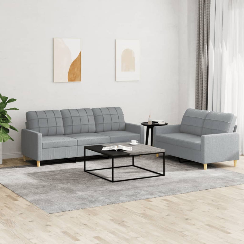 2 Piece Sofa Set with Cushions Light Grey Fabric Payday Deals