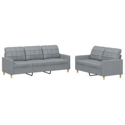 2 Piece Sofa Set with Cushions Light Grey Fabric Payday Deals