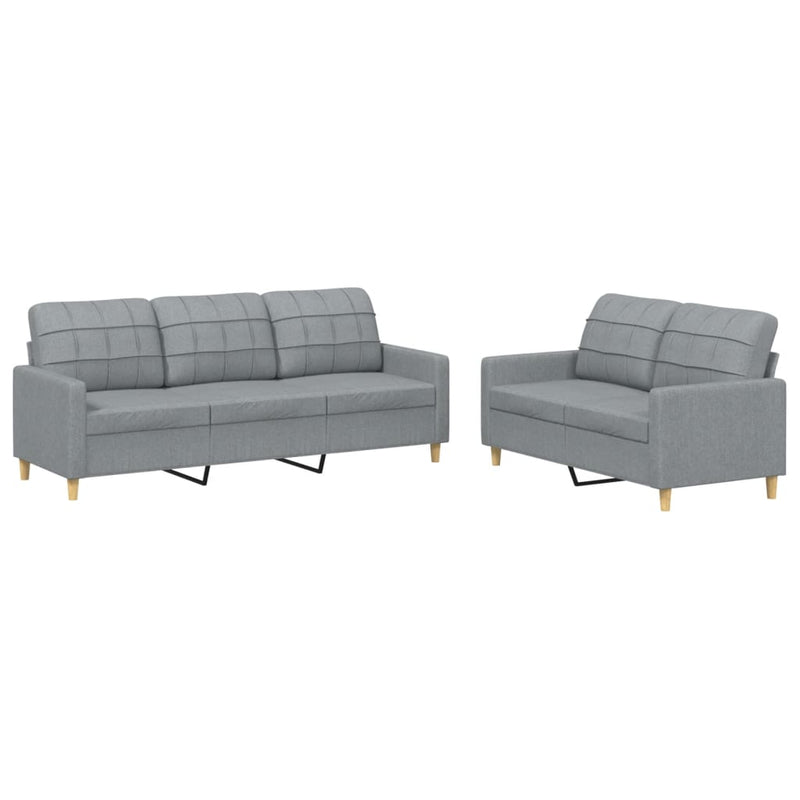 2 Piece Sofa Set with Cushions Light Grey Fabric Payday Deals