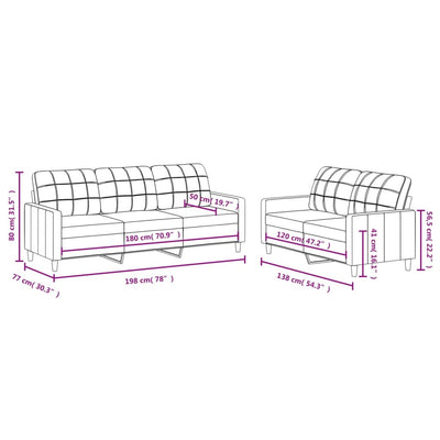 2 Piece Sofa Set with Cushions Light Grey Fabric Payday Deals