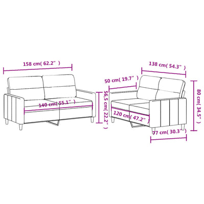 2 Piece Sofa Set with Cushions Light Grey Fabric Payday Deals