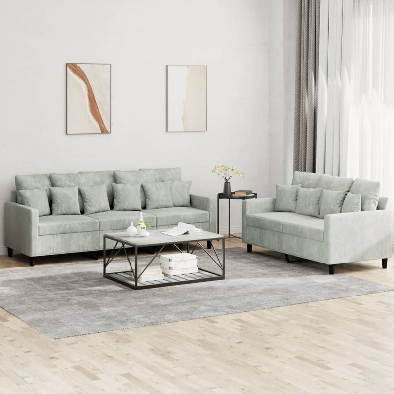2 Piece Sofa Set with Cushions Light Grey Velvet Payday Deals