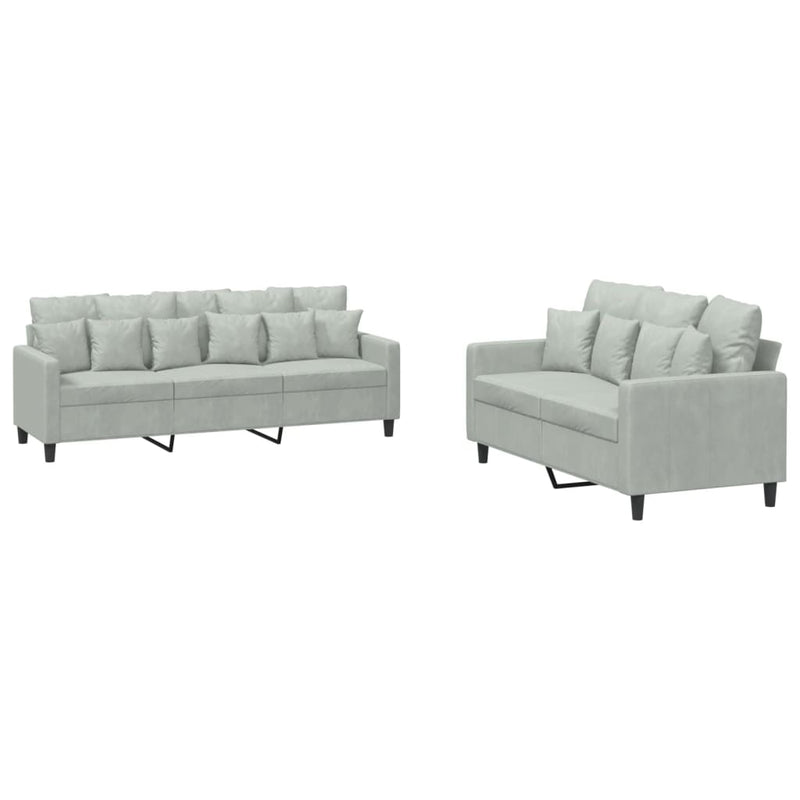 2 Piece Sofa Set with Cushions Light Grey Velvet Payday Deals
