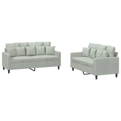 2 Piece Sofa Set with Cushions Light Grey Velvet Payday Deals