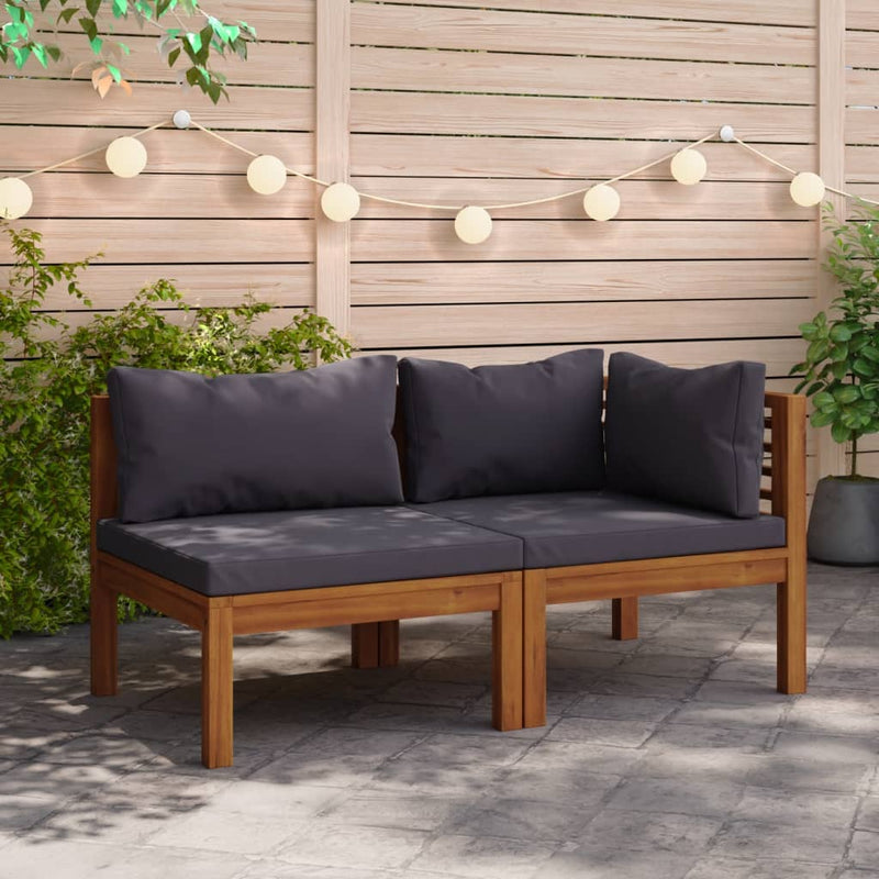 2 Piece Sofa Set with Dark Grey Cushions Solid Acacia Wood Payday Deals