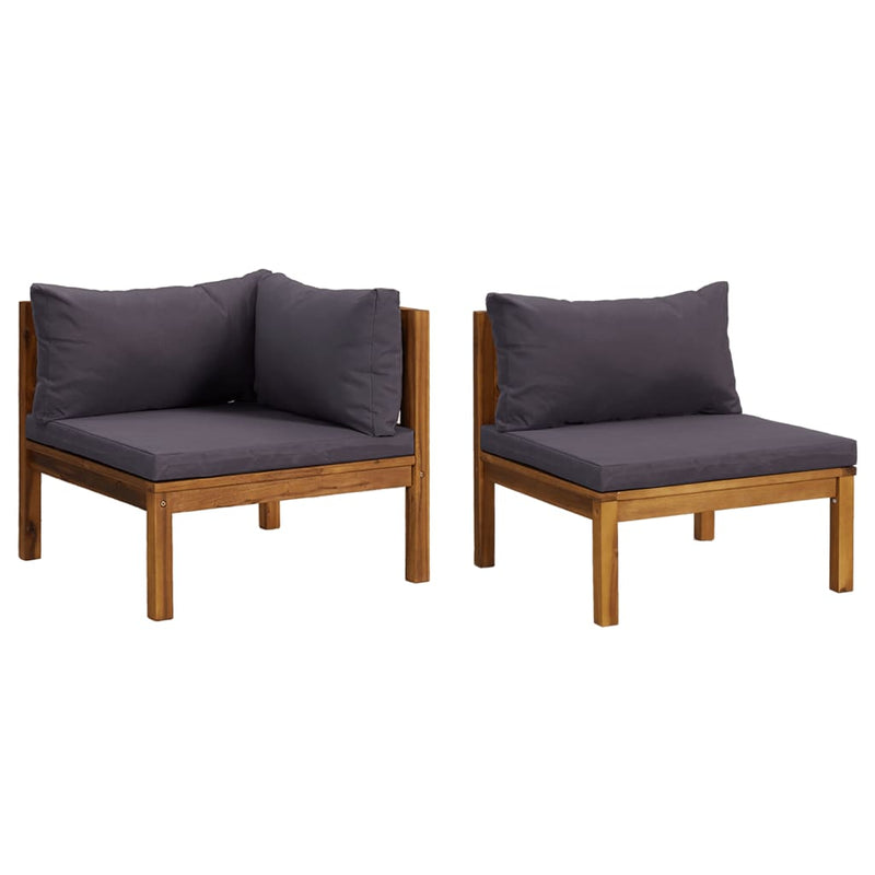 2 Piece Sofa Set with Dark Grey Cushions Solid Acacia Wood Payday Deals