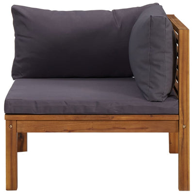 2 Piece Sofa Set with Dark Grey Cushions Solid Acacia Wood Payday Deals