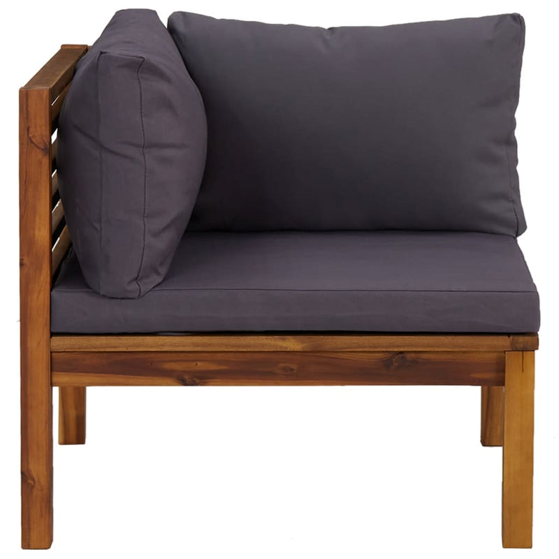 2 Piece Sofa Set with Dark Grey Cushions Solid Acacia Wood Payday Deals