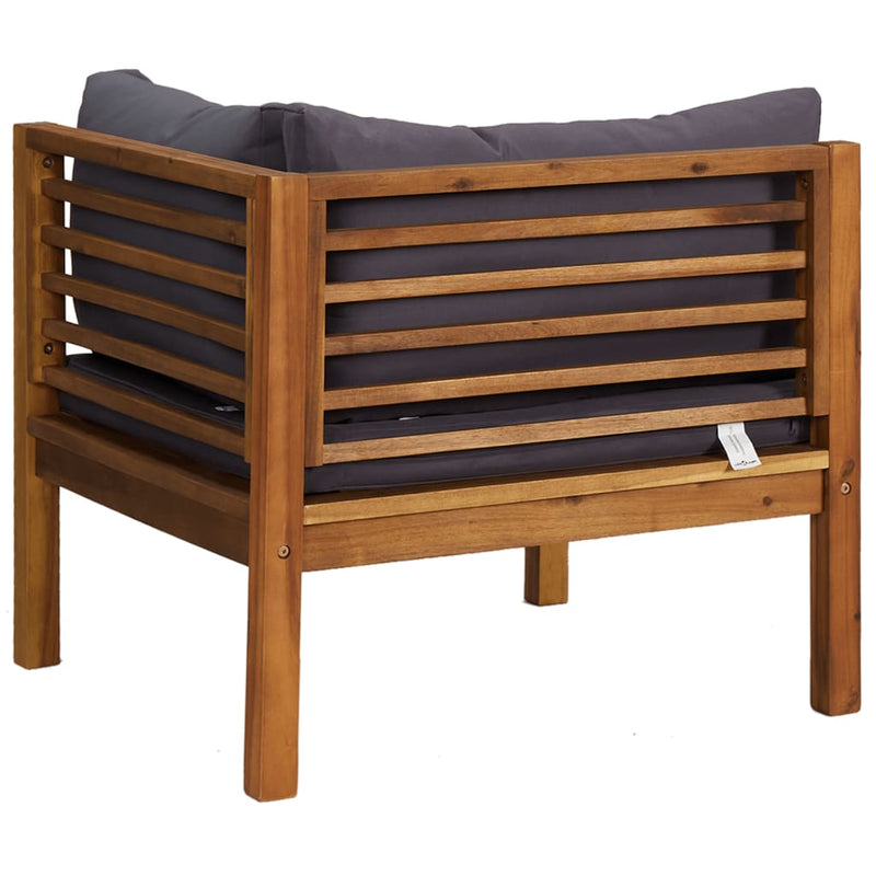 2 Piece Sofa Set with Dark Grey Cushions Solid Acacia Wood Payday Deals