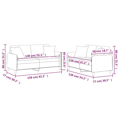 2 Piece Sofa Set with Pillows Black Fabric Payday Deals