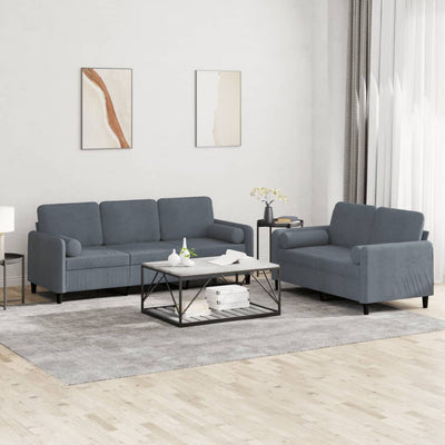 2 Piece Sofa Set with Pillows Dark Grey Velvet Payday Deals
