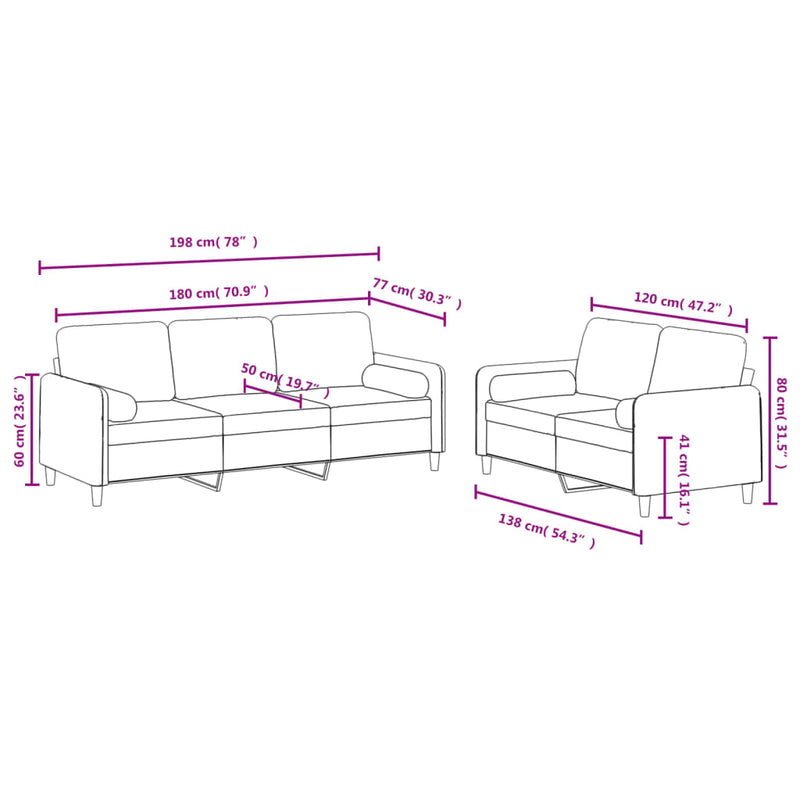 2 Piece Sofa Set with Pillows Dark Grey Velvet Payday Deals