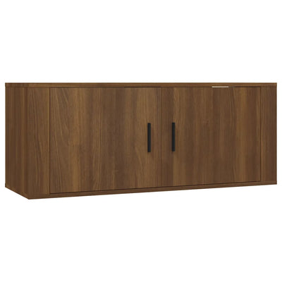 2 Piece TV Cabinet Set Brown Oak Engineered Wood Payday Deals