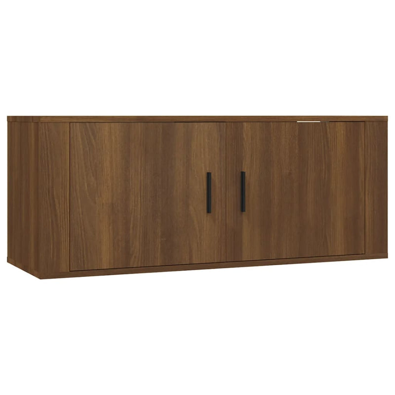 2 Piece TV Cabinet Set Brown Oak Engineered Wood Payday Deals